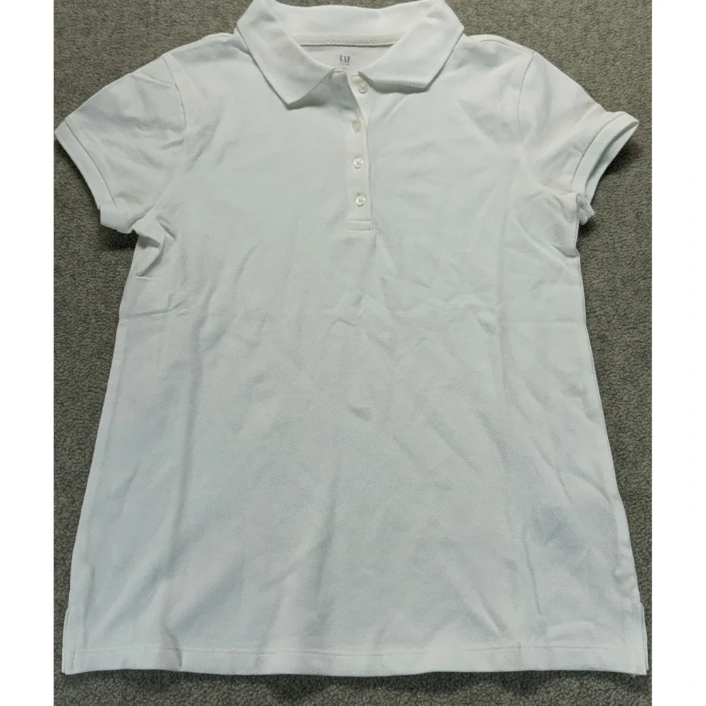 NWT Lot of 2 Gap Girls School Uniform Polo Shirts White Short Sleeve XXL